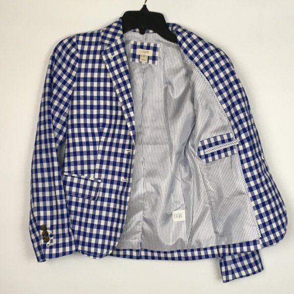 NEW J Crew Campbell Blue Blazer In Gingham NWOT - Picture 2 of 8